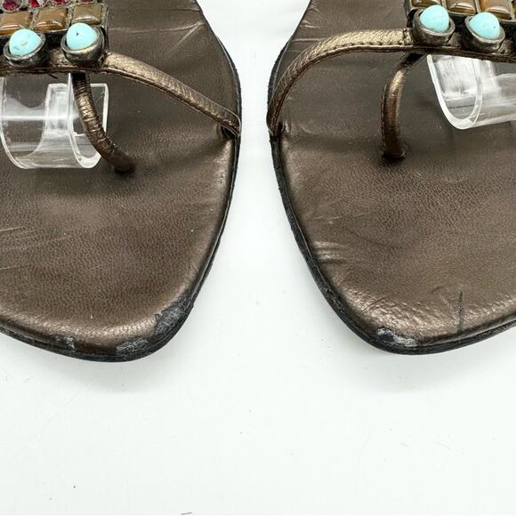 Stuart Weitzman Alaking Crystal Embellished Gladiator Sandal In Brass Mordorf - Picture 7 of 11